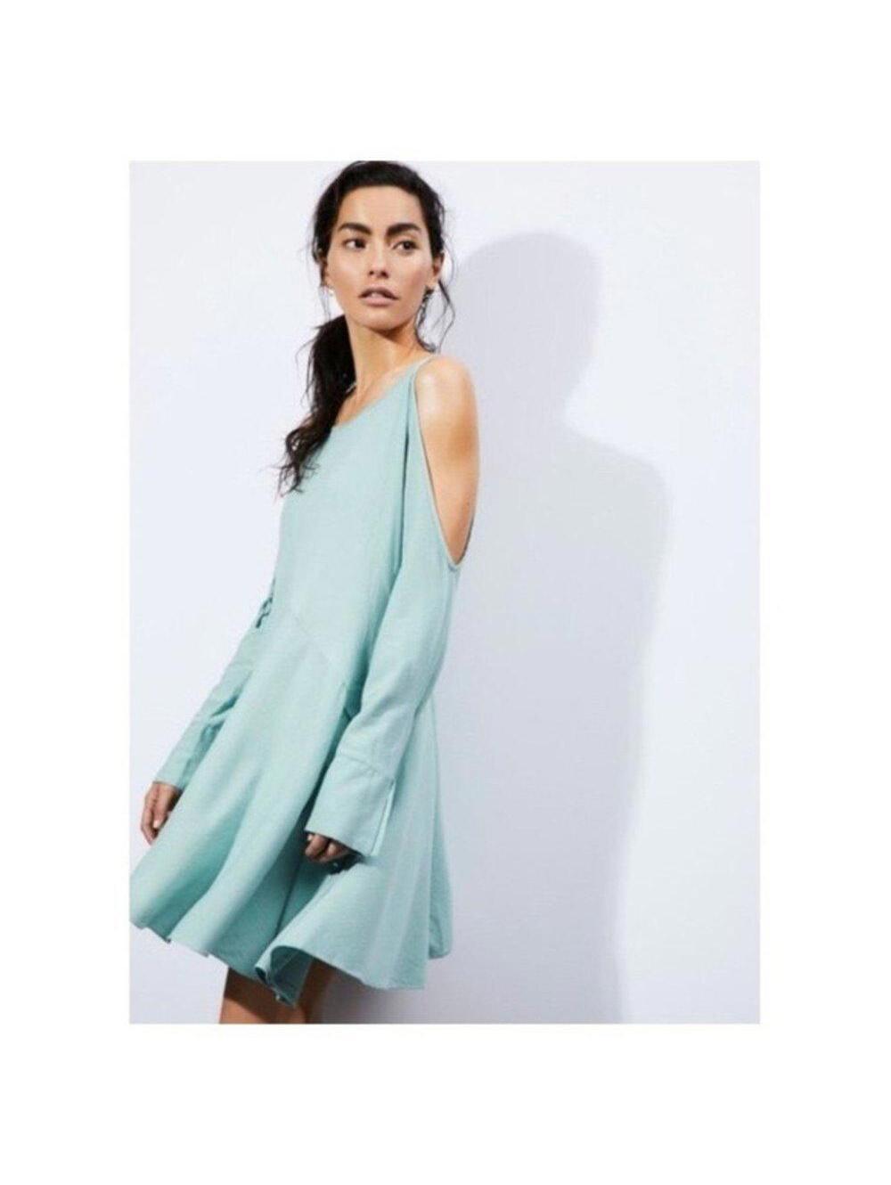 Free People Clear Skies Cold Shoulders Mini Dress -  Medium